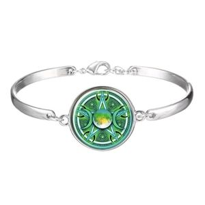 New Triple Goddess Glass Cabochon Silver Bracelet.